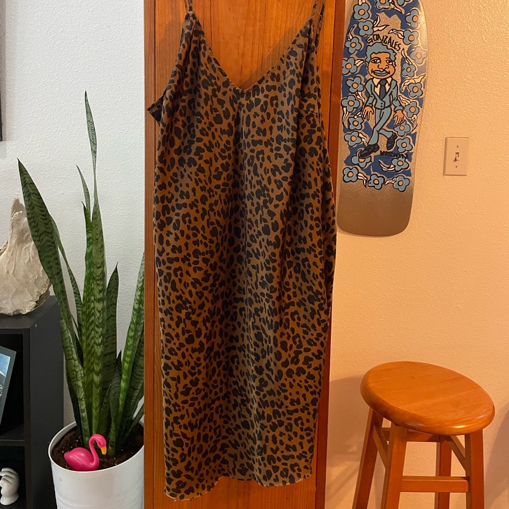 Leopard Print Silk Satin Dress